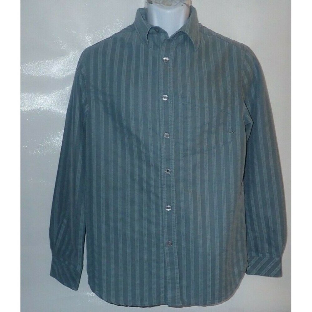 Prana Mens Long Sleeve Button Down Gray Stripe Shirt Small Cotton Casual‎ b1
